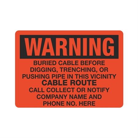 Warning Buried Cable - 10" x 14" Sign